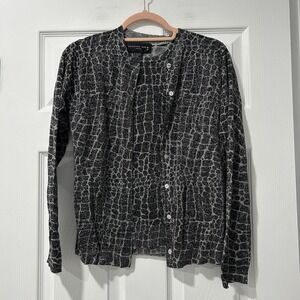 August Silk 2 Piece Silk Blend Twinset Cardigan Shell Top Metallic Medium Career